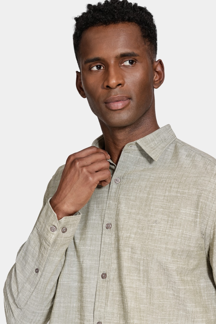 Camisa Manga Longa Slim Flamê Verde Militar — foto 3 de 6