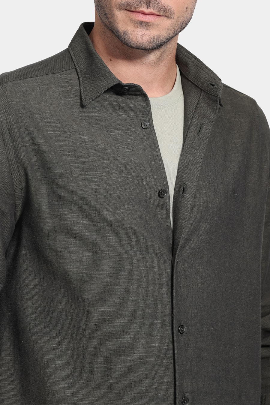 Camisa Manga Longa Slim Flame Verde Oliva — foto 3 de 6