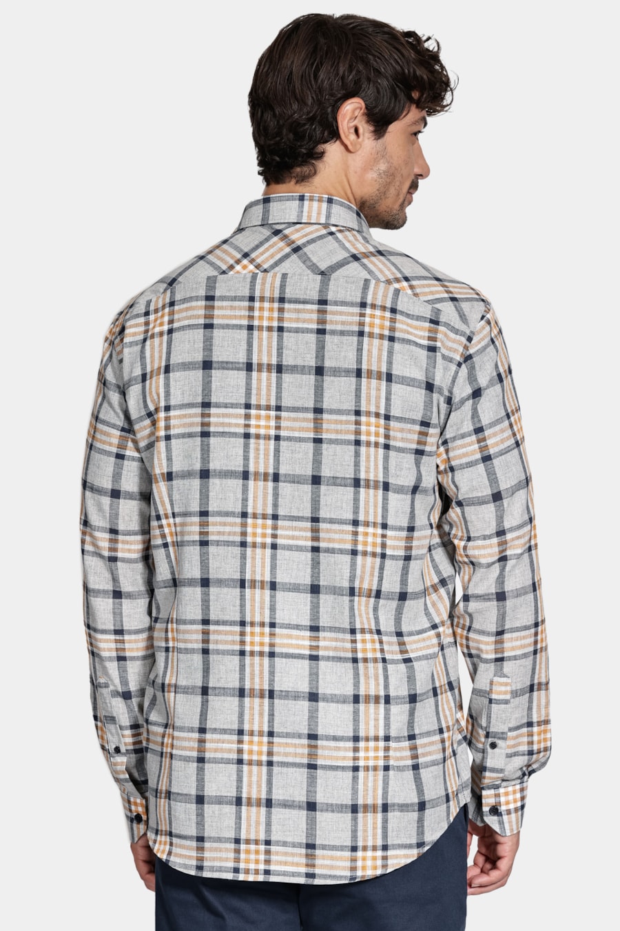Camisa Manga Longa Slim Flame Xadrez Marinho — foto 4 de 6