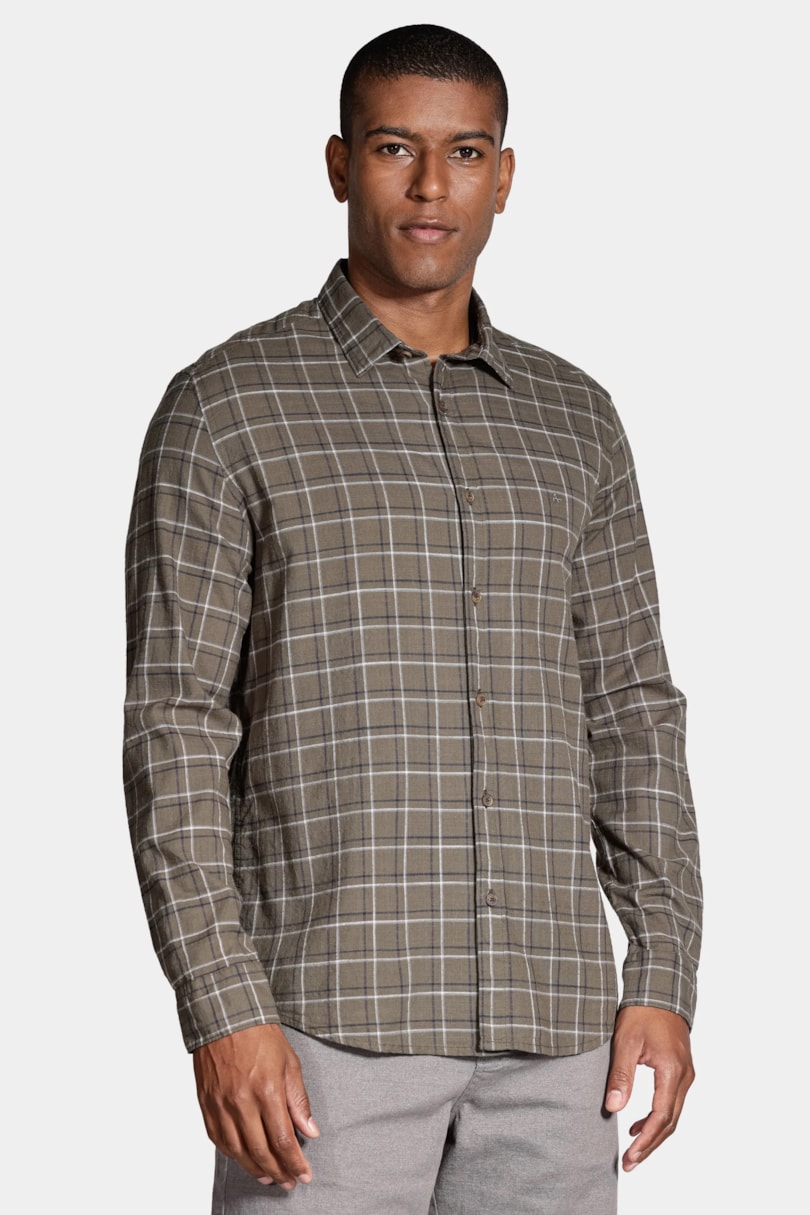 Camisa Manga Longa Slim Flamê Xadrez Verde/Marinho
