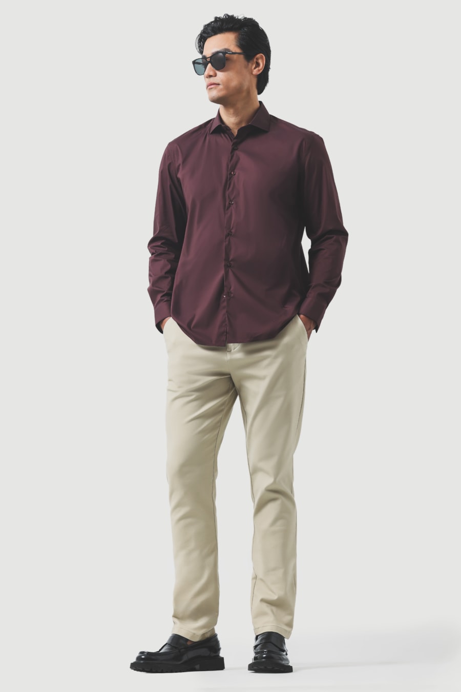 Camisa Manga Longa Slim Ice Cotton Stretch Burgundy — foto 2 de 6