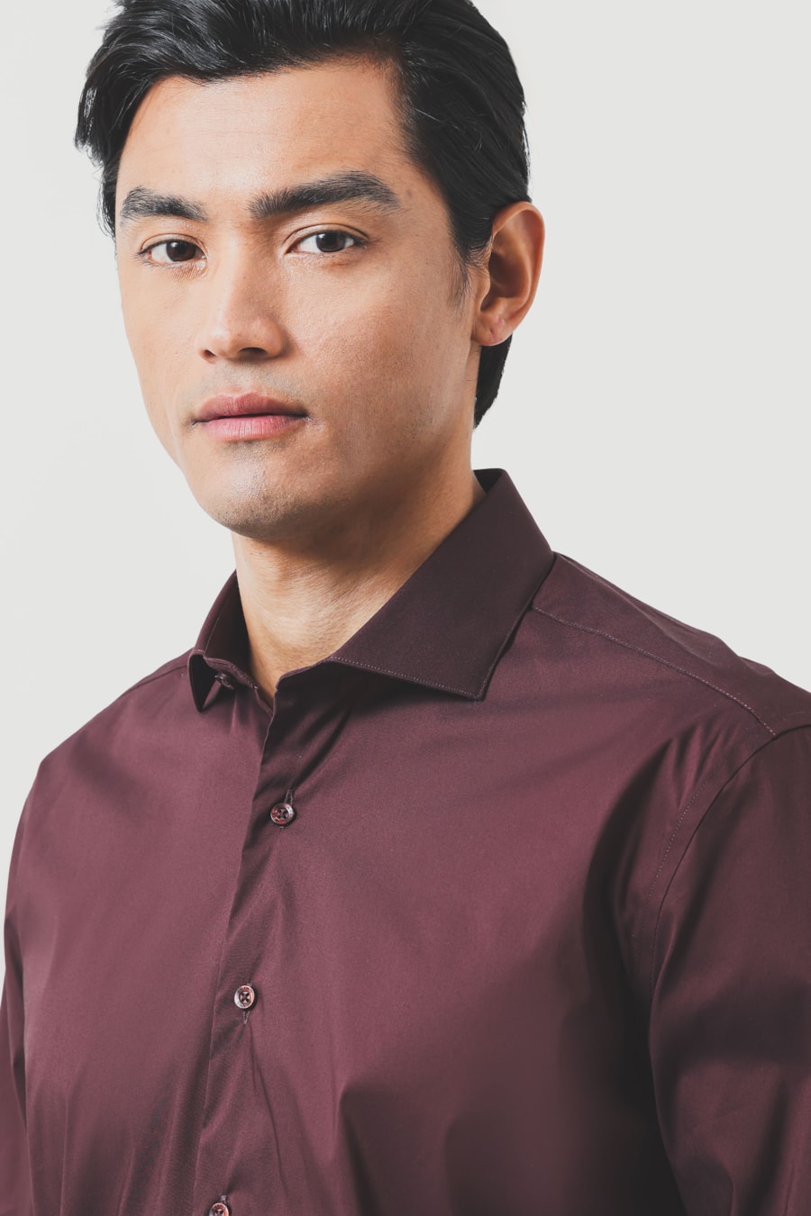 Camisa Manga Longa Slim Ice Cotton Stretch Burgundy — foto 3 de 6