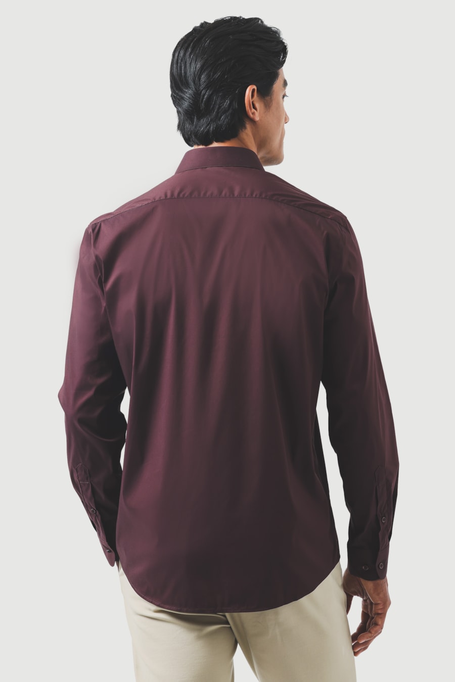 Camisa Manga Longa Slim Ice Cotton Stretch Burgundy — foto 4 de 6