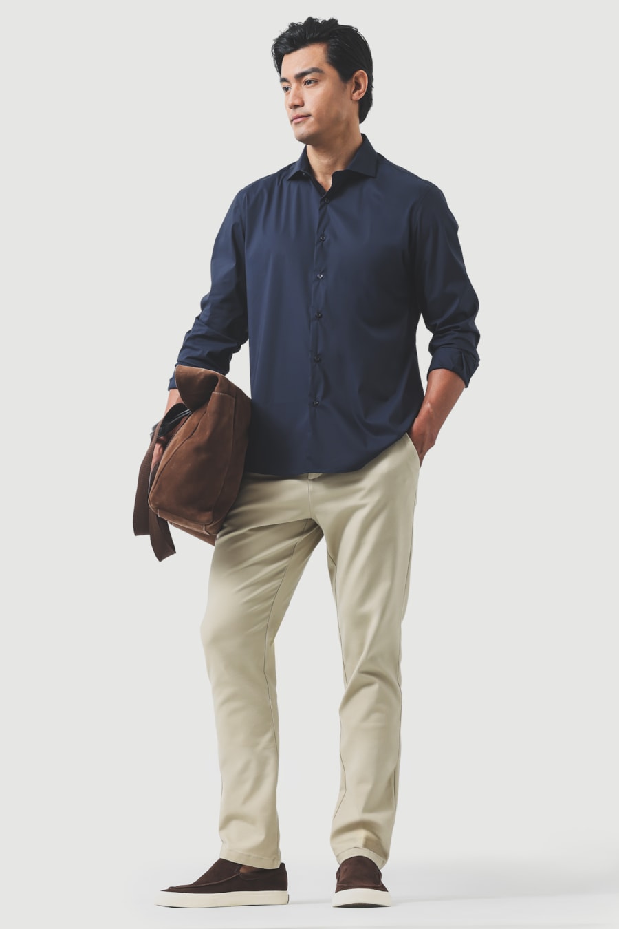 Camisa Manga Longa Slim Ice Cotton Stretch Marinho — foto 2 de 6