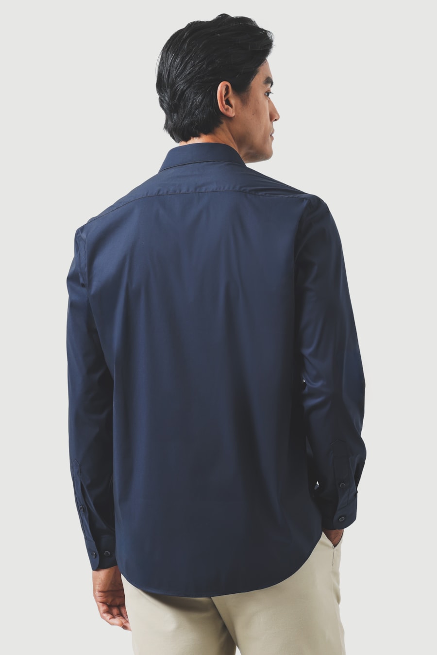 Camisa Manga Longa Slim Ice Cotton Stretch Marinho — foto 4 de 6