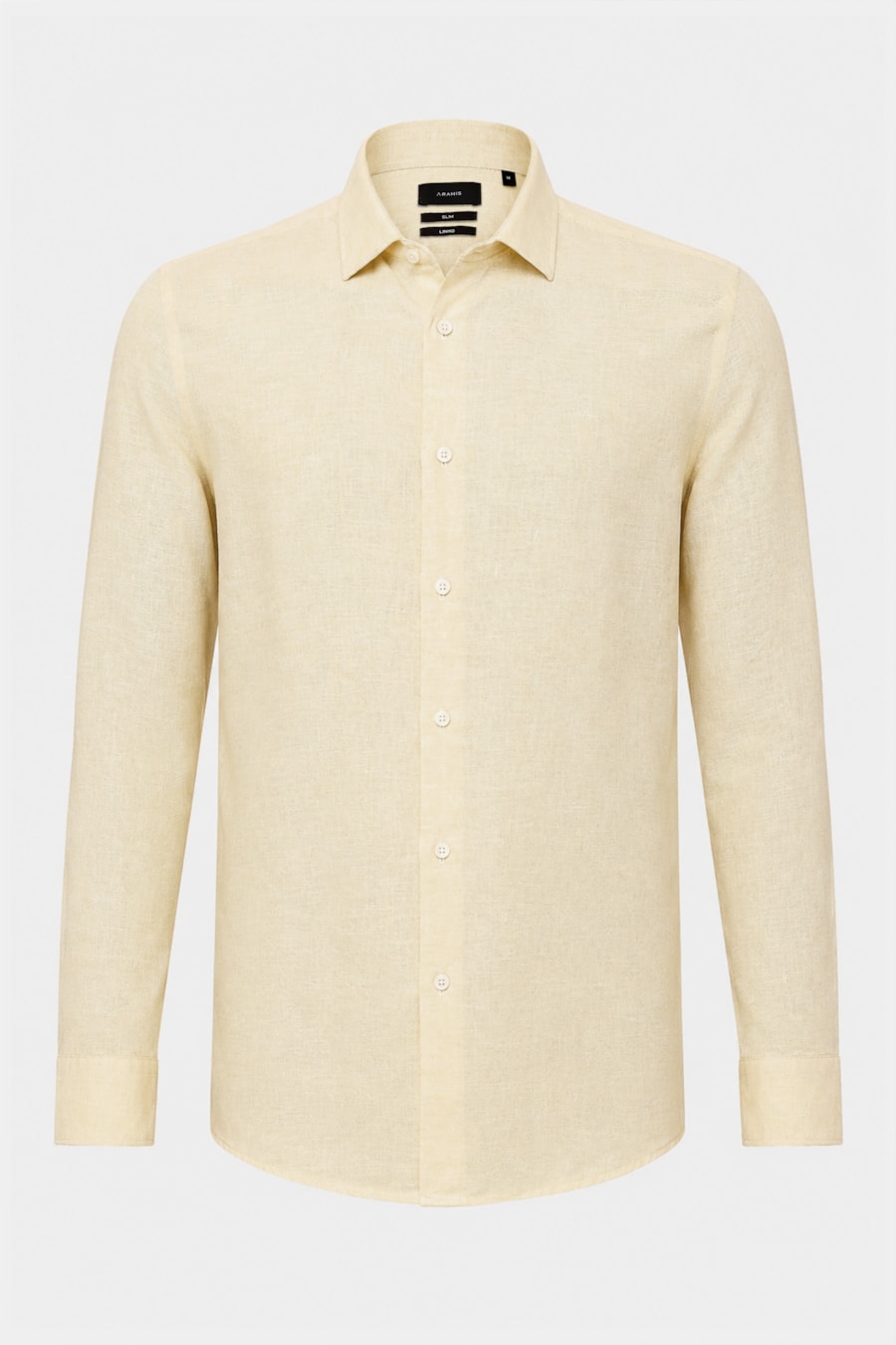 Camisa Manga Longa Slim Linho Algodao Surat Amarelo — foto 4 de 5