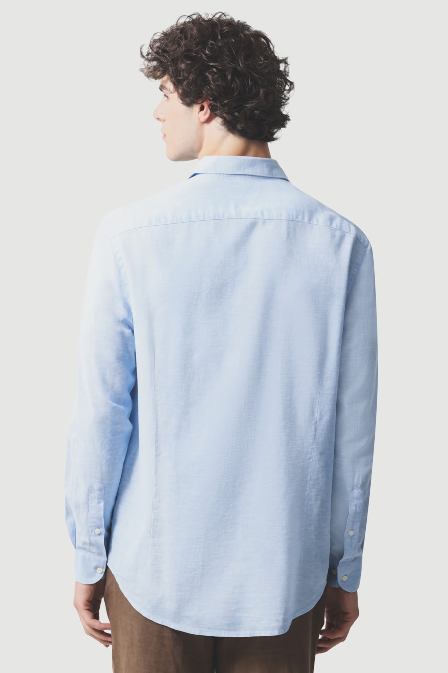 Camisa Manga Longa Slim Linho Algodao Surat Azul — foto 4 de 6