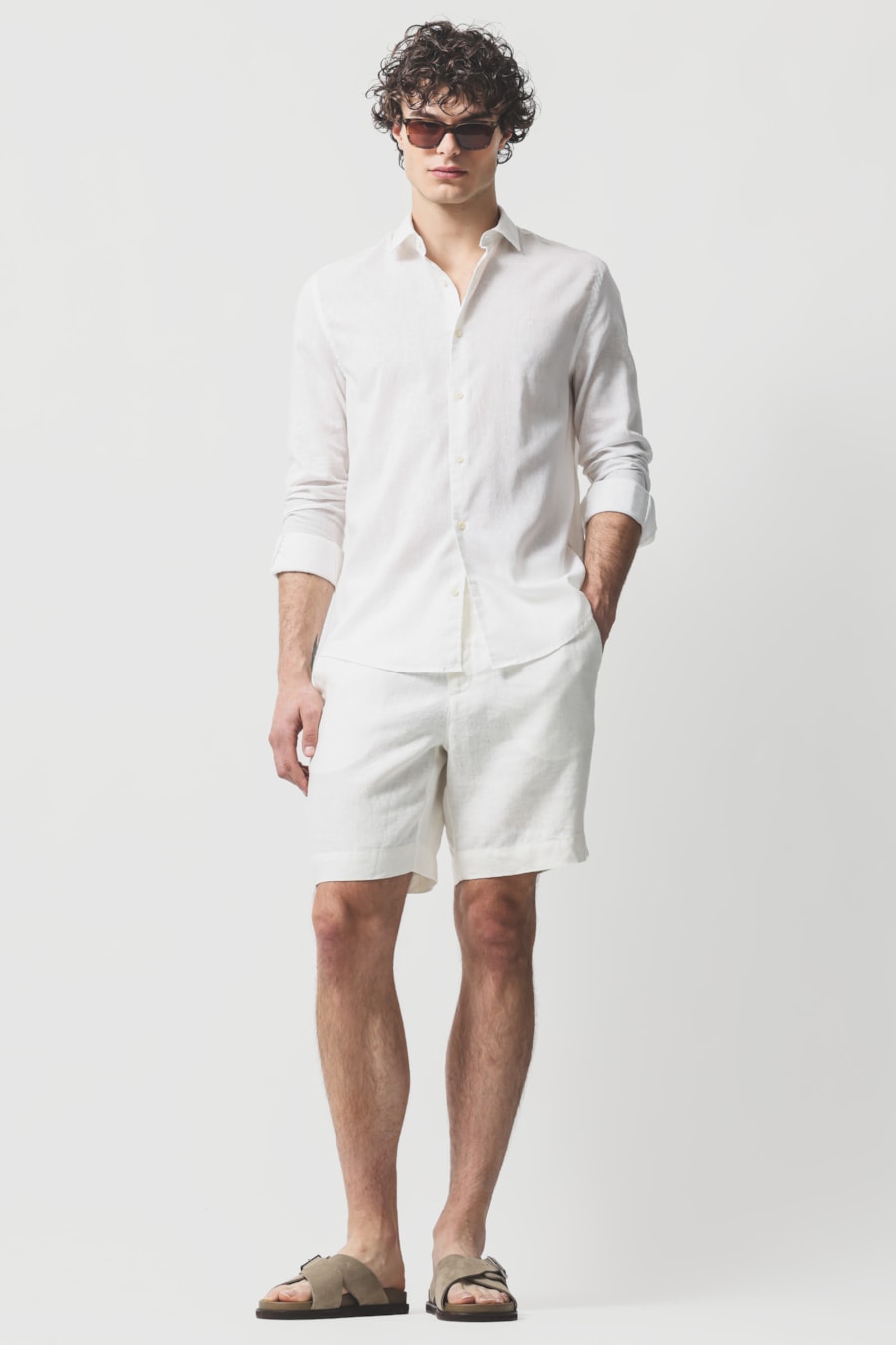 Camisa Manga Longa Slim Linho Algodao Surat Branco — foto 2 de 6