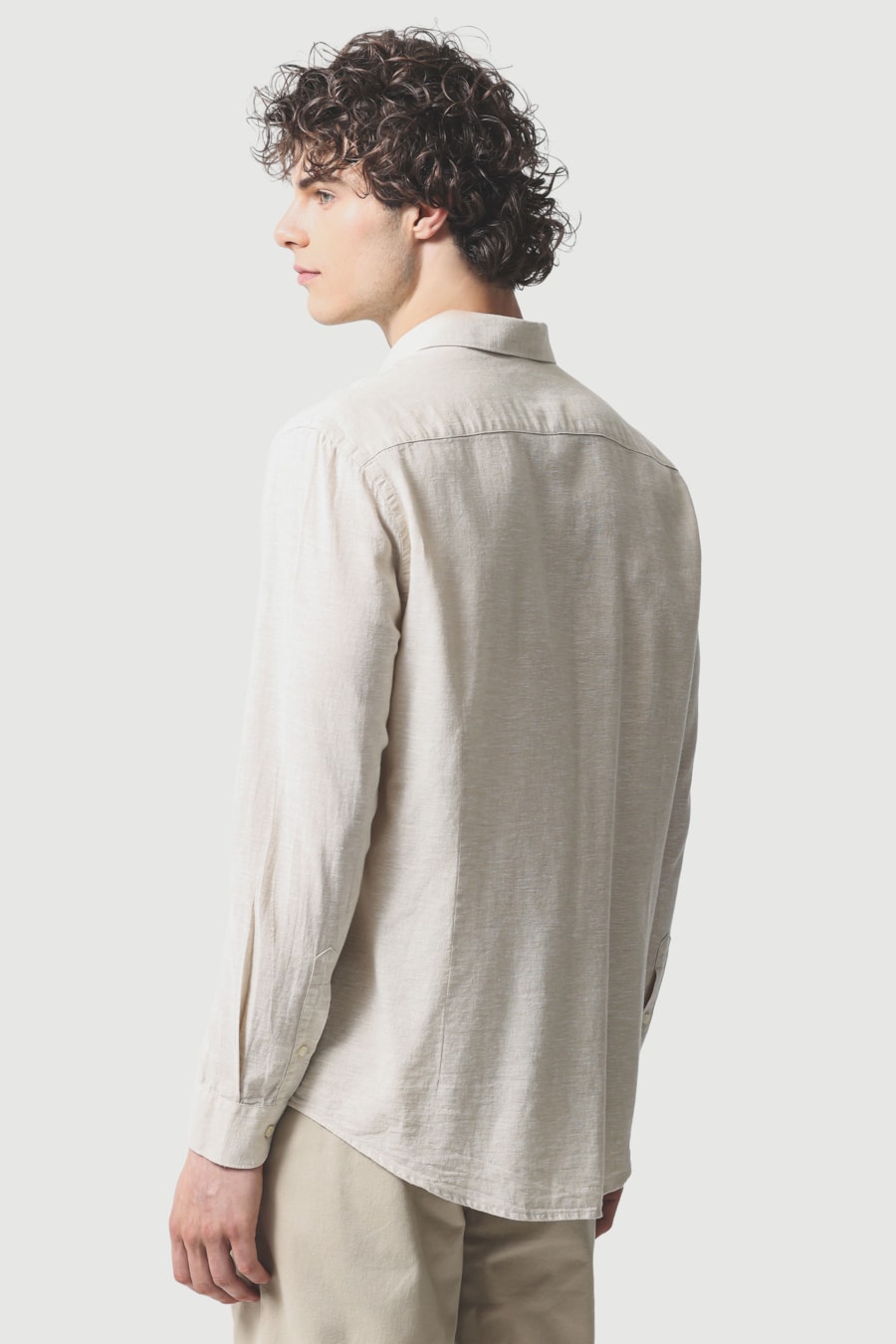 Camisa Manga Longa Slim Linho Algodao Surat Caqui — foto 4 de 6