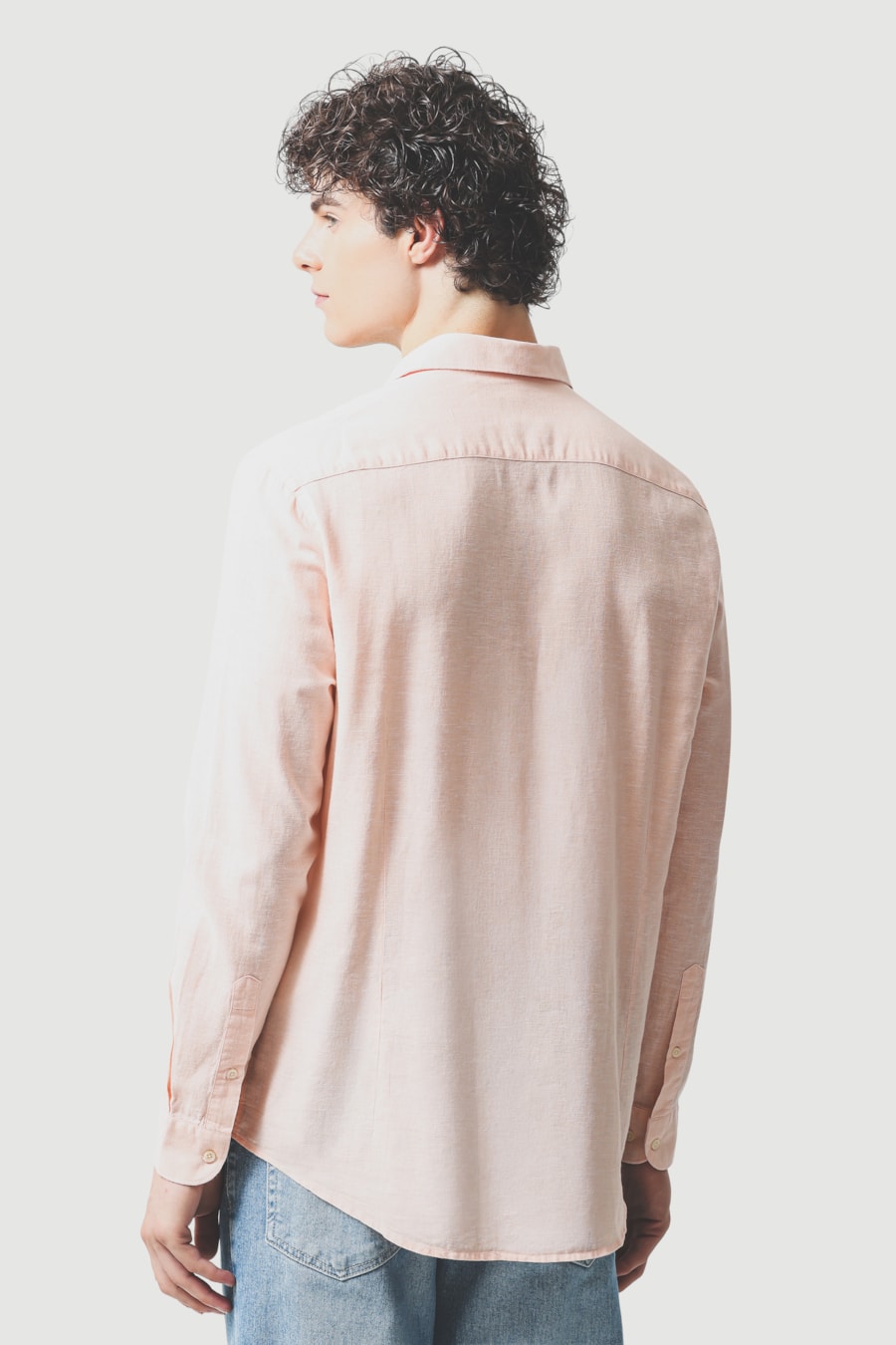 Camisa Manga Longa Slim Linho Algodao Surat Coral — foto 2 de 4