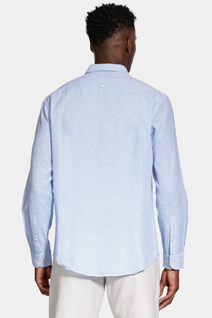 Camisa Manga Longa Slim Linho Azul — foto 4 de 6