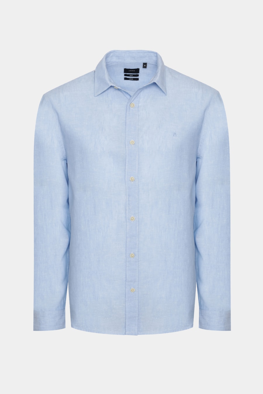 Camisa Manga Longa Slim Linho Azul — foto 5 de 6