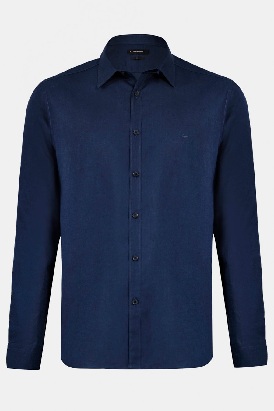 Camisa Manga Longa Slim Linho Azul Escuro — foto 5 de 6