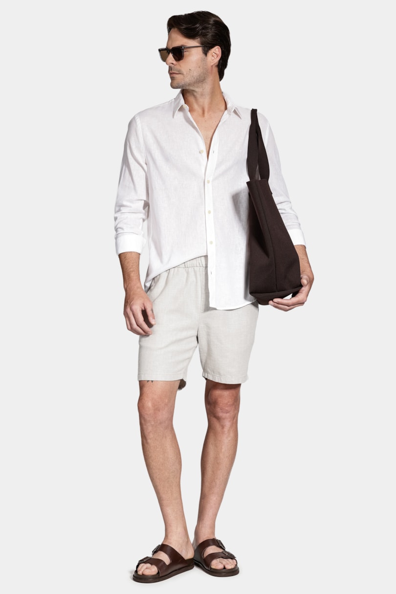Camisa Manga Longa Slim Linho Branco
