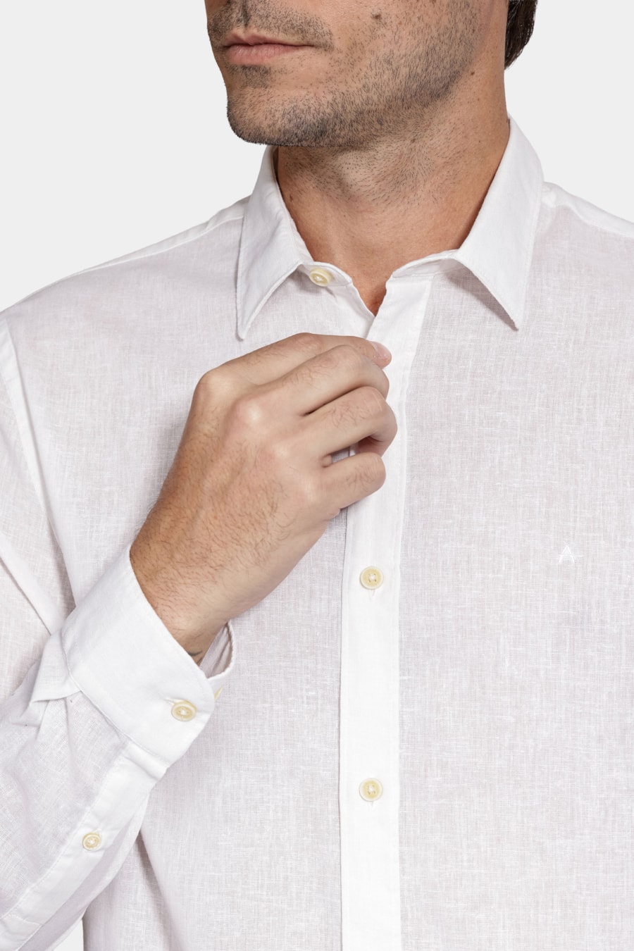Camisa Manga Longa Slim Linho Branco — foto 3 de 6