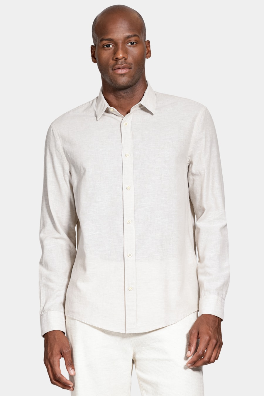 Camisa Manga Longa Slim Linho Caqui — foto 1 de 6