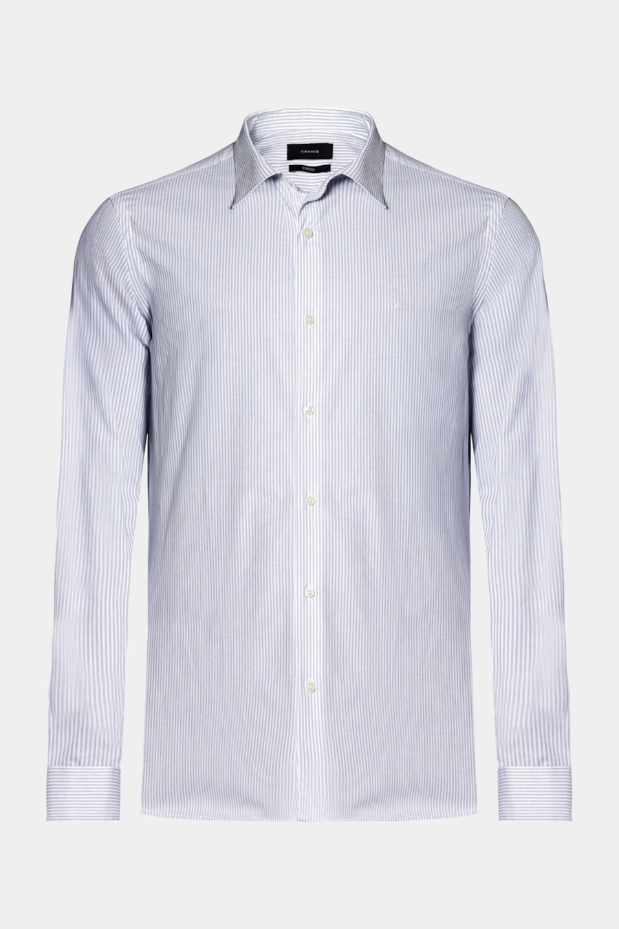 Camisa Manga Longa Slim Listra Stretch Branco C/Azul Medio — foto 5 de 6