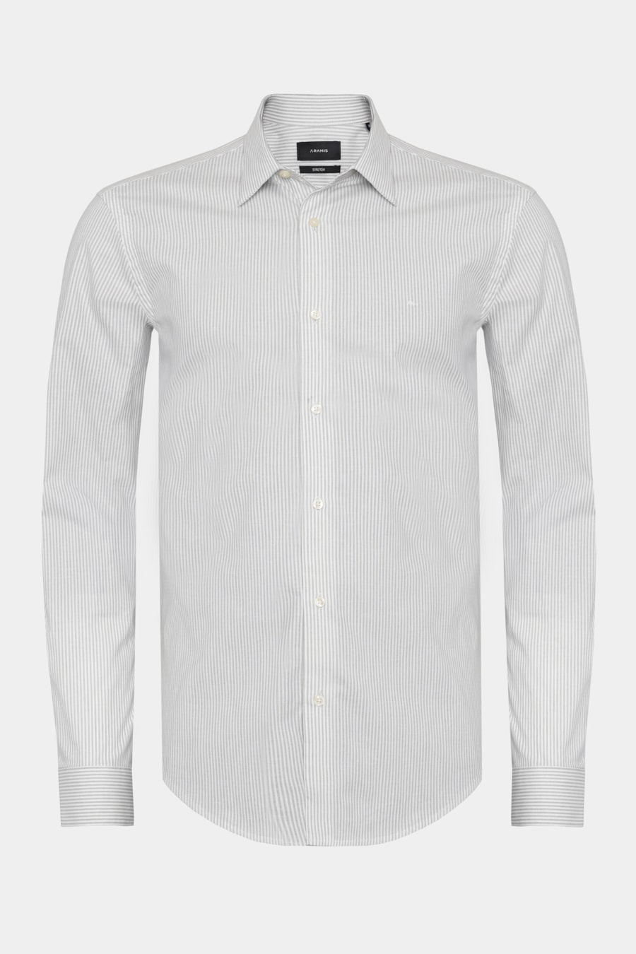 Camisa Manga Longa Slim Listra Stretch Branco C/ Verde Medio — foto 5 de 6