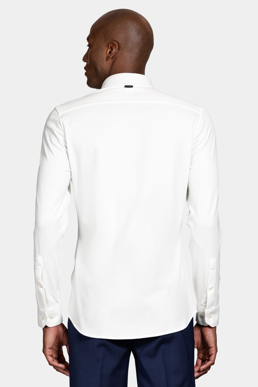 Camisa Manga Longa Slim Malha Mista Italiana Off White — foto 4 de 6