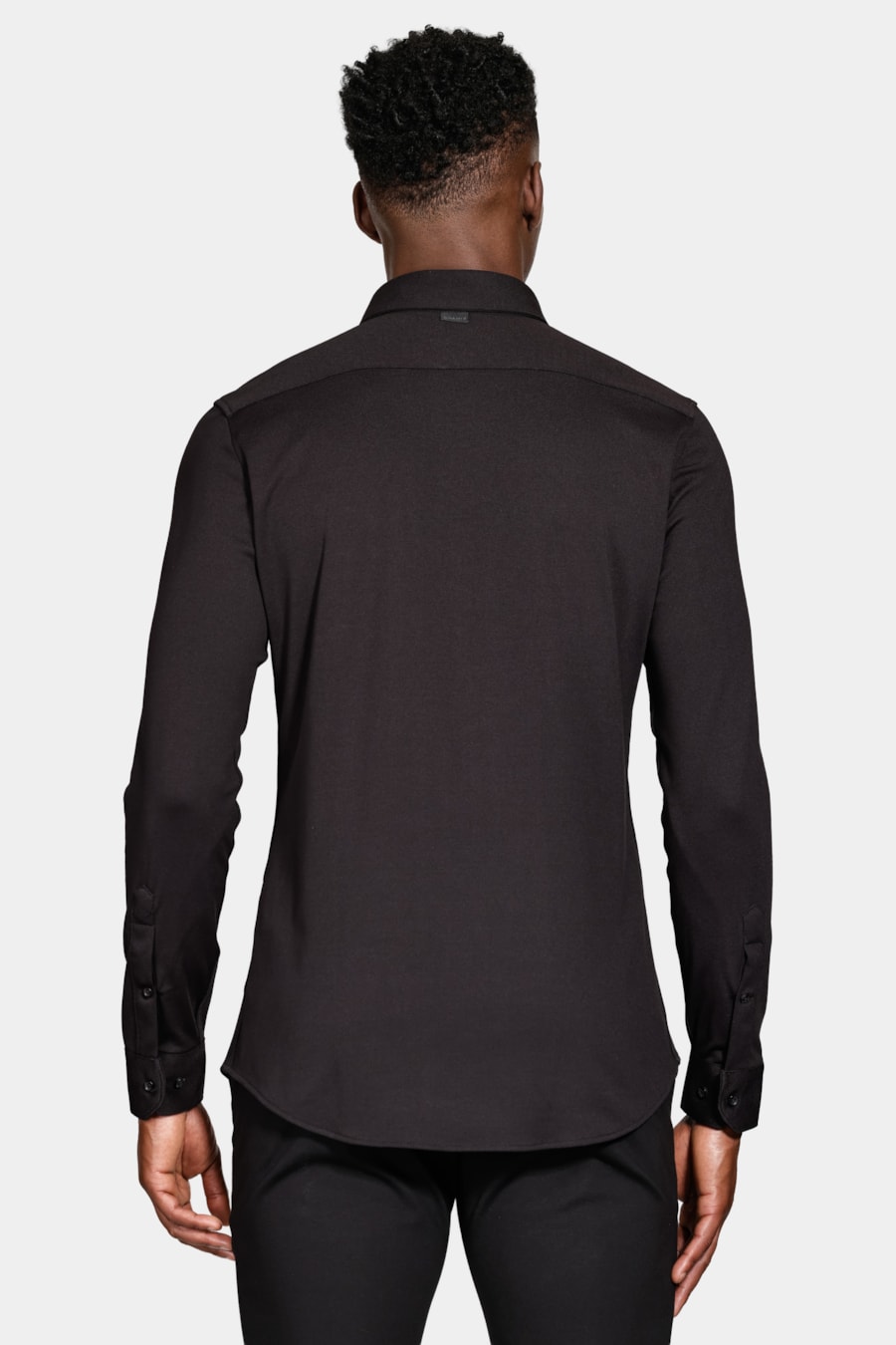 Camisa Manga Longa Slim Malha Mista Italiana Preto — foto 4 de 6