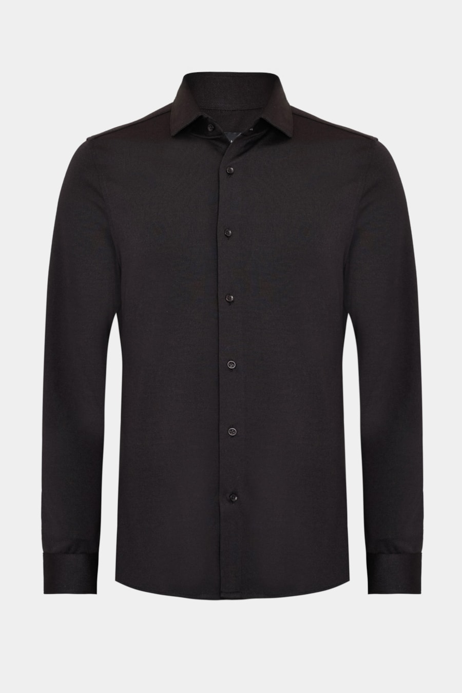 Camisa Manga Longa Slim Malha Mista Italiana Preto — foto 5 de 6