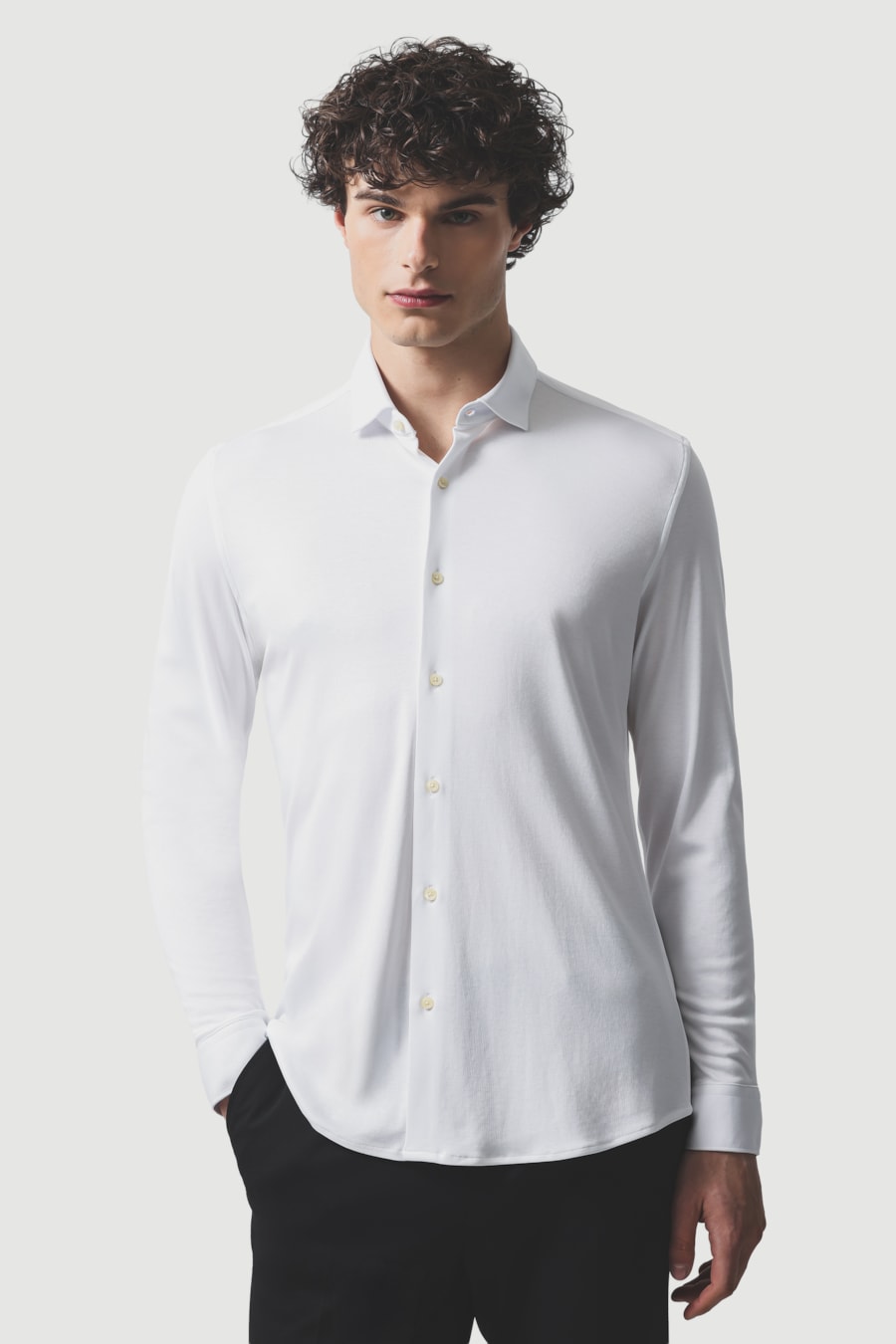 Camisa Manga Longa Slim Malha Supima Branco — foto 1 de 6