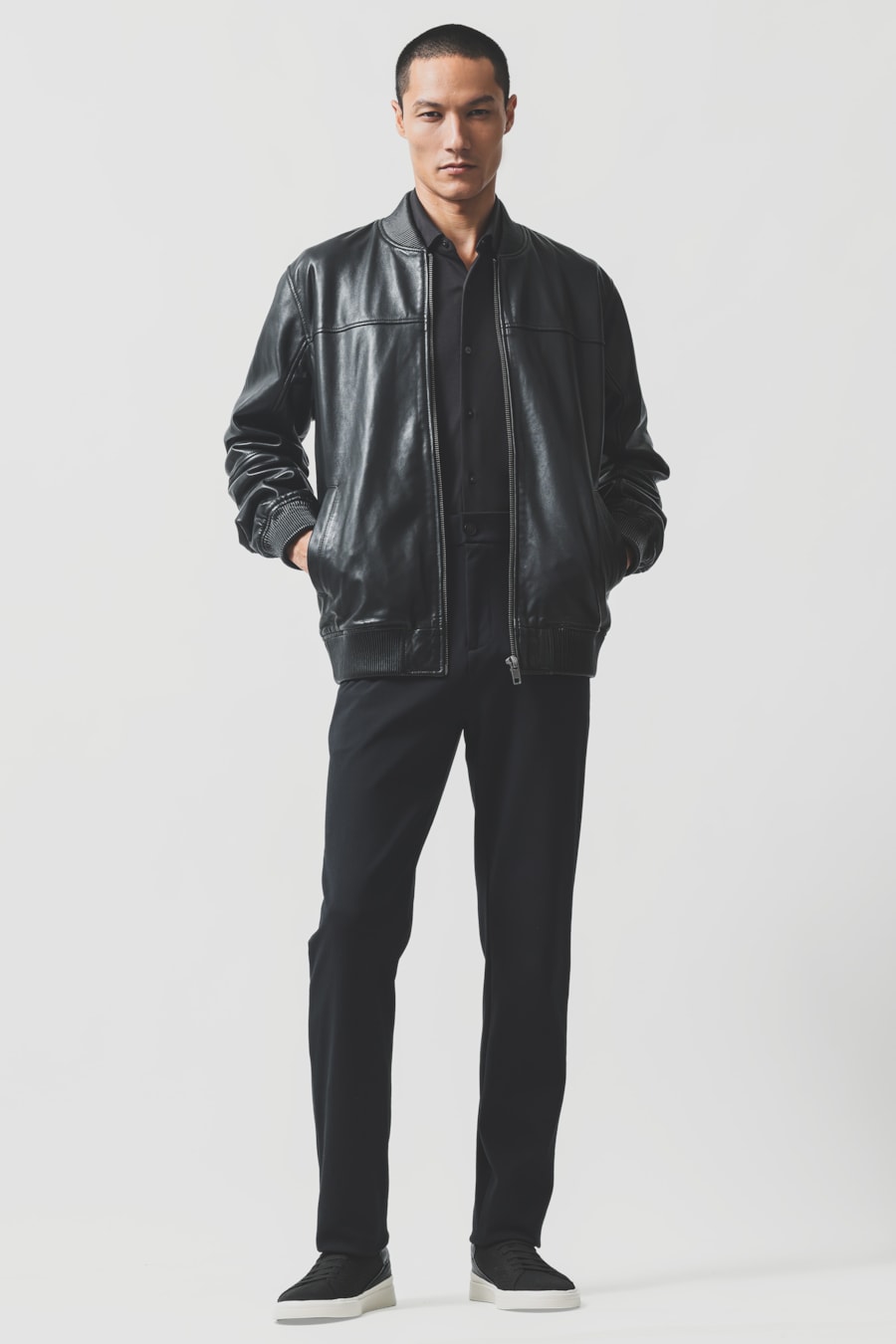 Camisa Manga Longa Slim Malha Supima Preto — foto 2 de 6