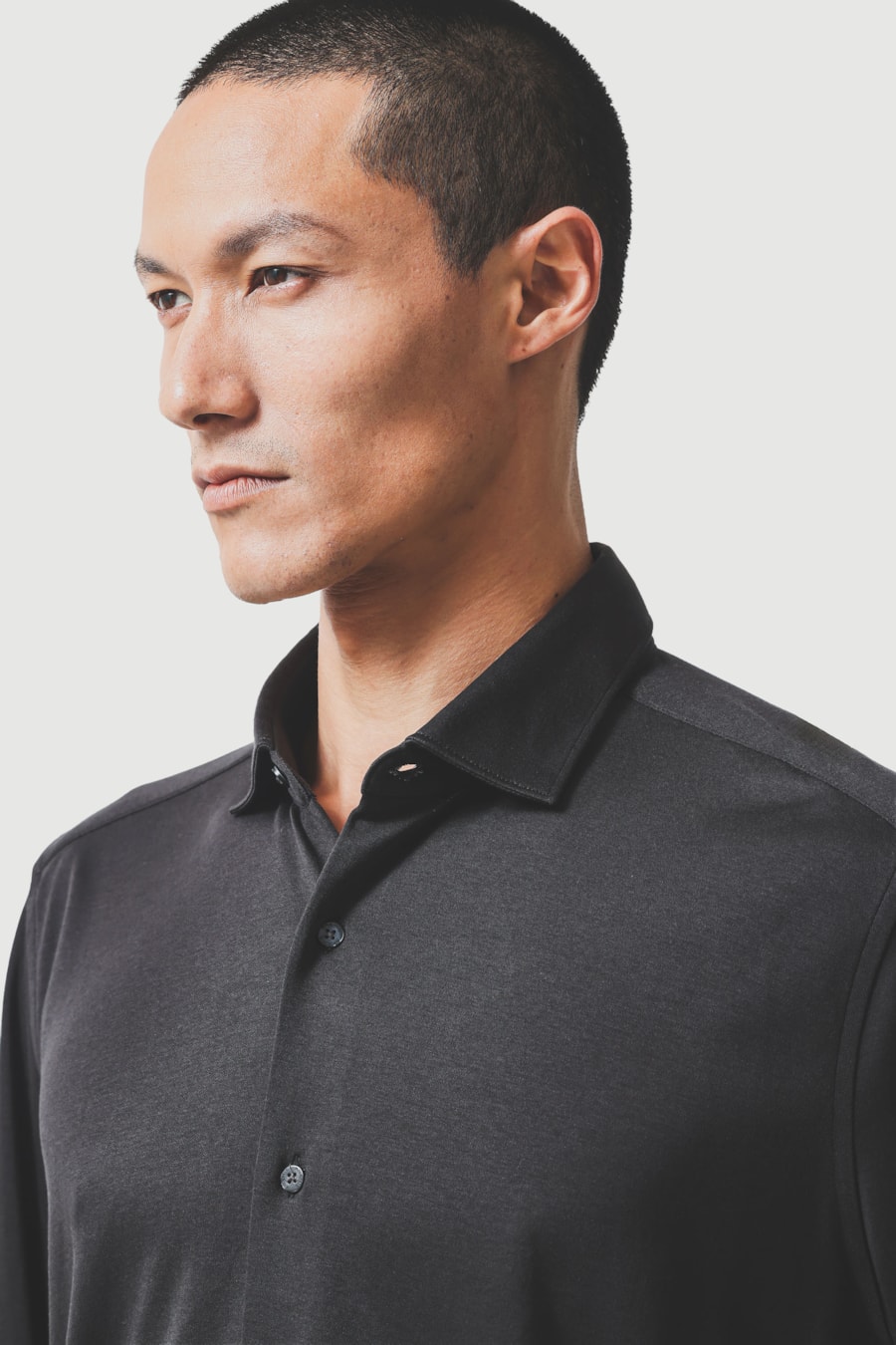 Camisa Manga Longa Slim Malha Supima Preto — foto 3 de 6