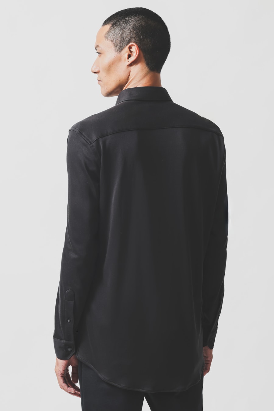 Camisa Manga Longa Slim Malha Supima Preto — foto 4 de 6