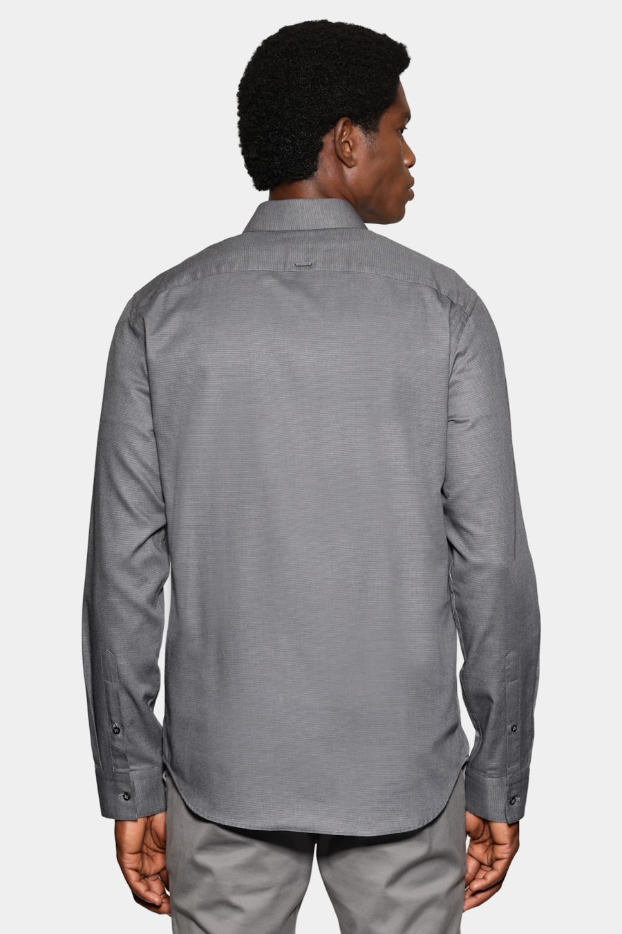 Camisa Manga Longa Slim Maquineta Fio Tinto Chumbo — foto 4 de 6