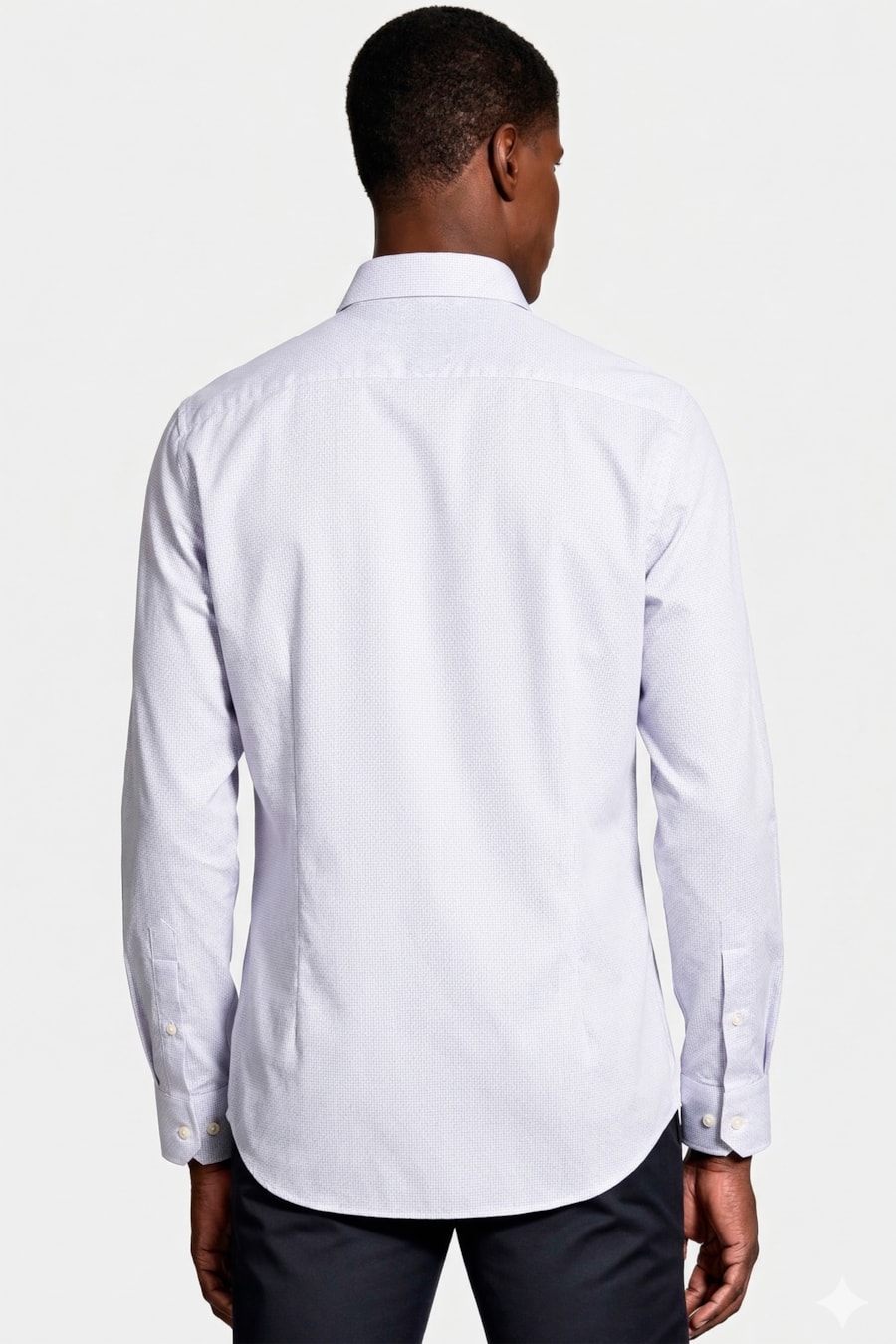 Camisa Manga Longa Slim Maquineta Pontilhada Branco C/Azul Medio — foto 4 de 6