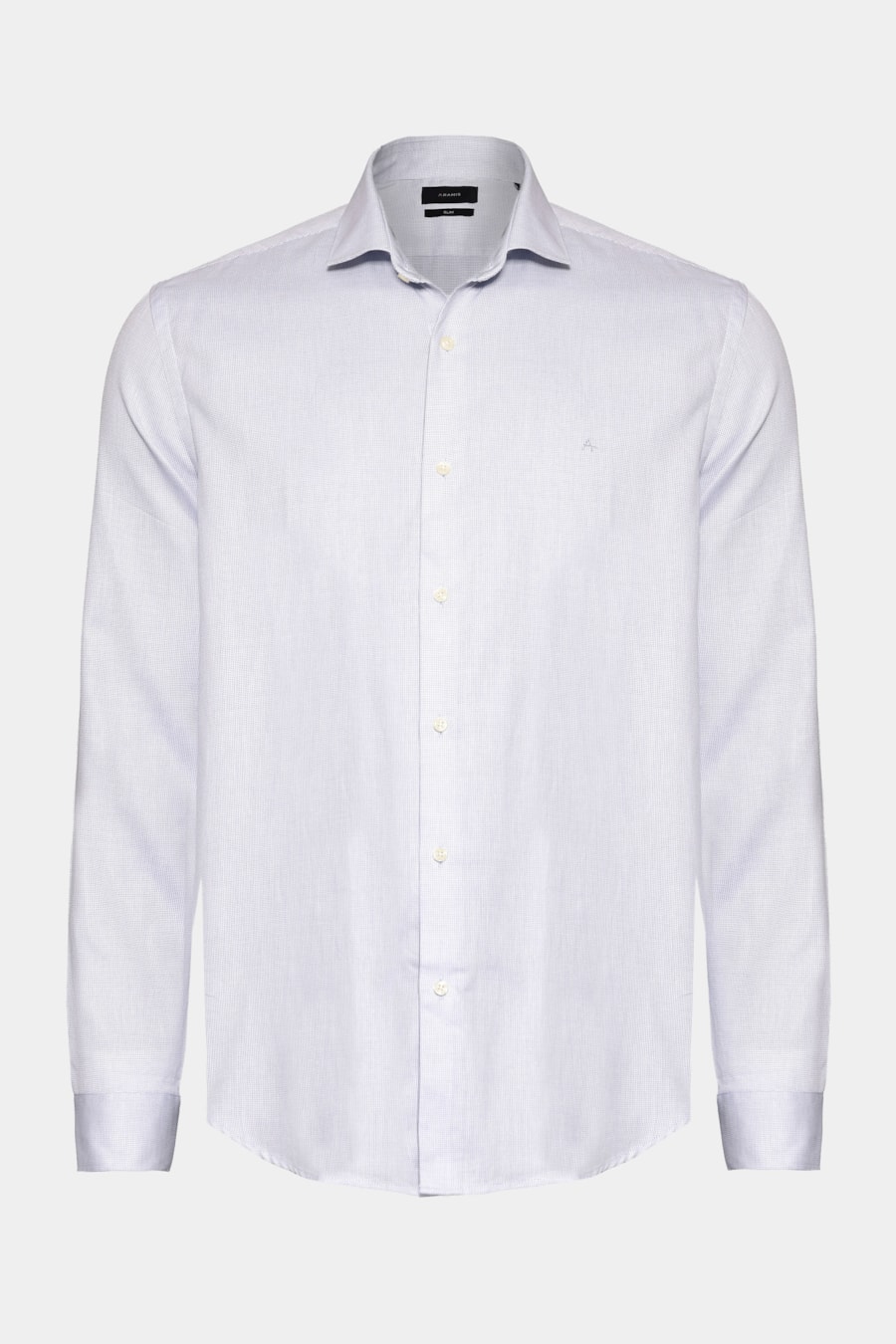 Camisa Manga Longa Slim Maquineta Pontilhada Branco C/Azul Medio — foto 5 de 6