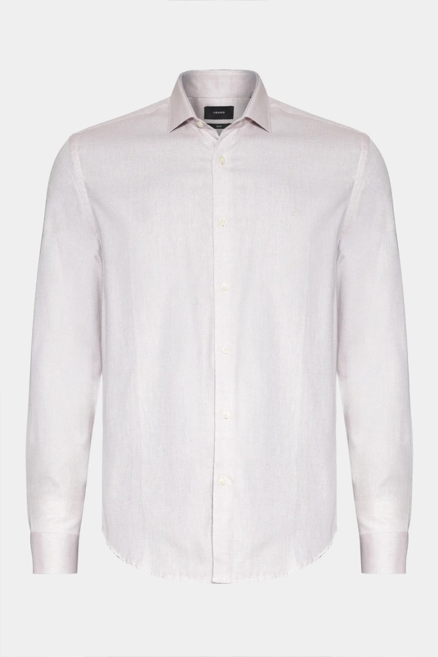 Camisa Manga Longa Slim Maquineta Pontilhada Branco C/Rosa — foto 5 de 6