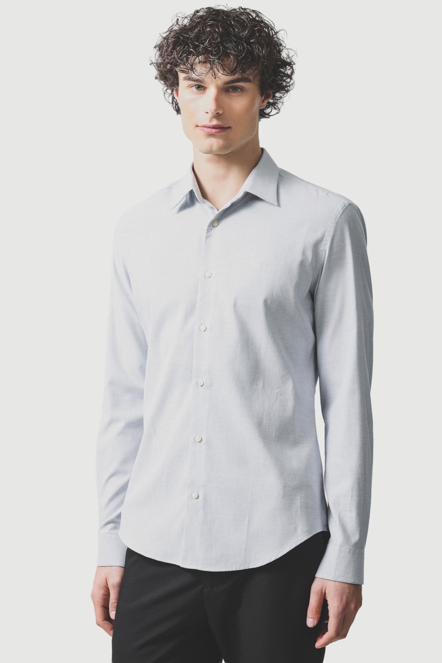 Camisa Manga Longa Slim Maquineta Stretch Azul — foto 1 de 6