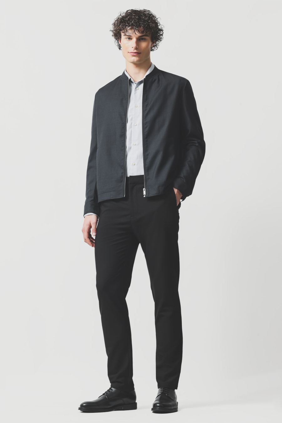 Camisa Manga Longa Slim Maquineta Stretch Azul — foto 2 de 6