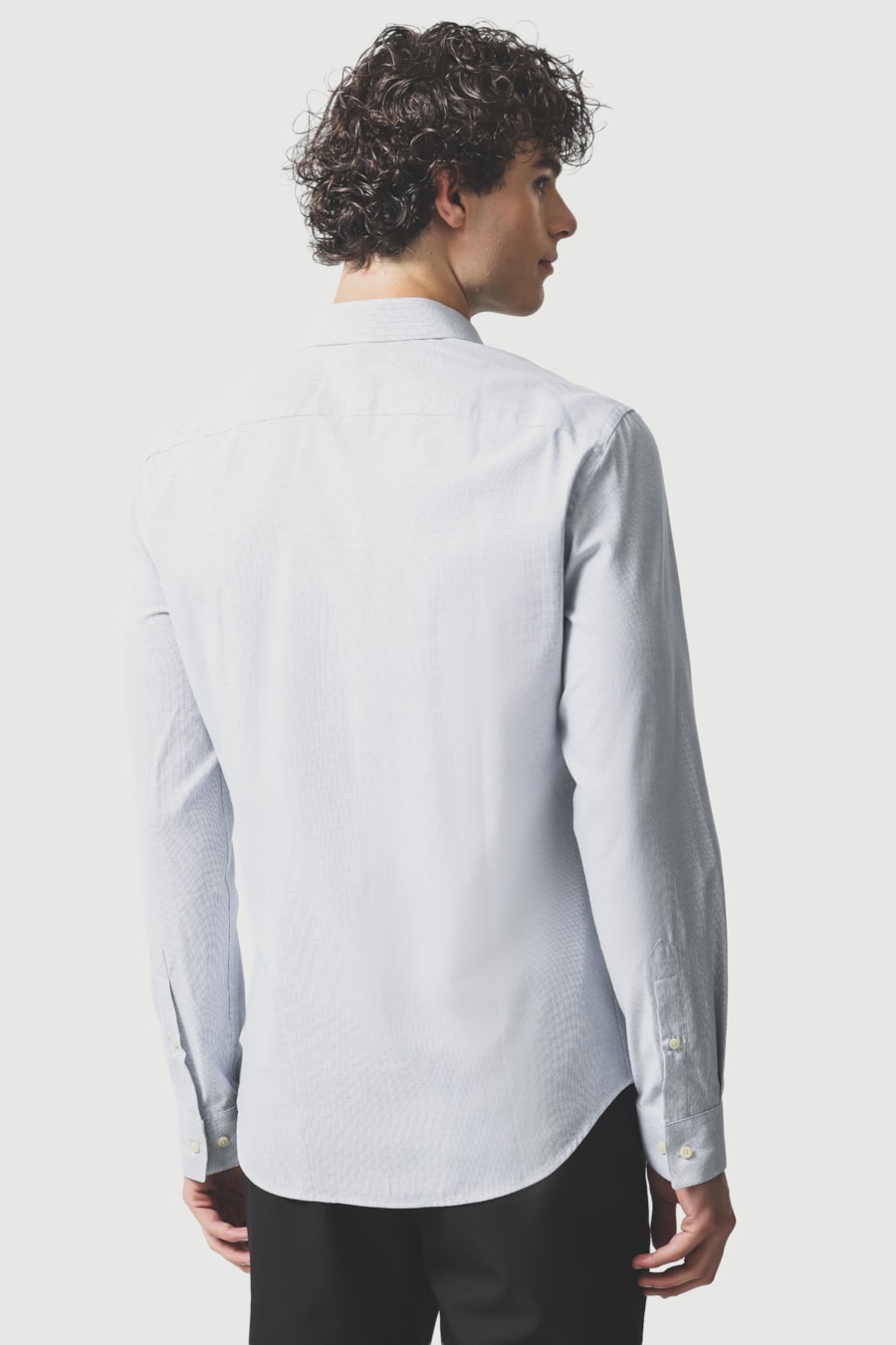 Camisa Manga Longa Slim Maquineta Stretch Azul — foto 4 de 6