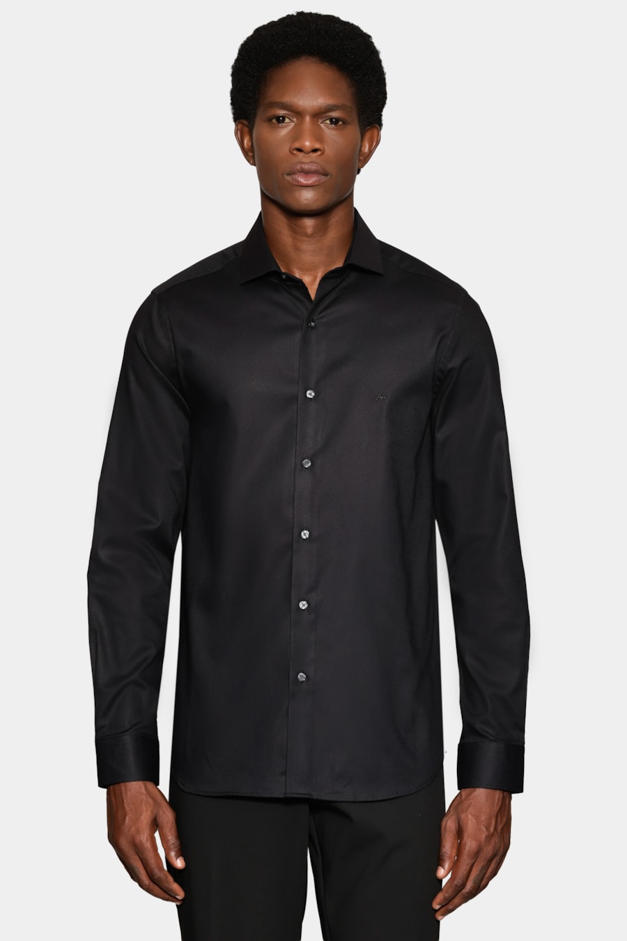 Camisa Manga Longa Slim Maquineta Stretch Preto — foto 1 de 6