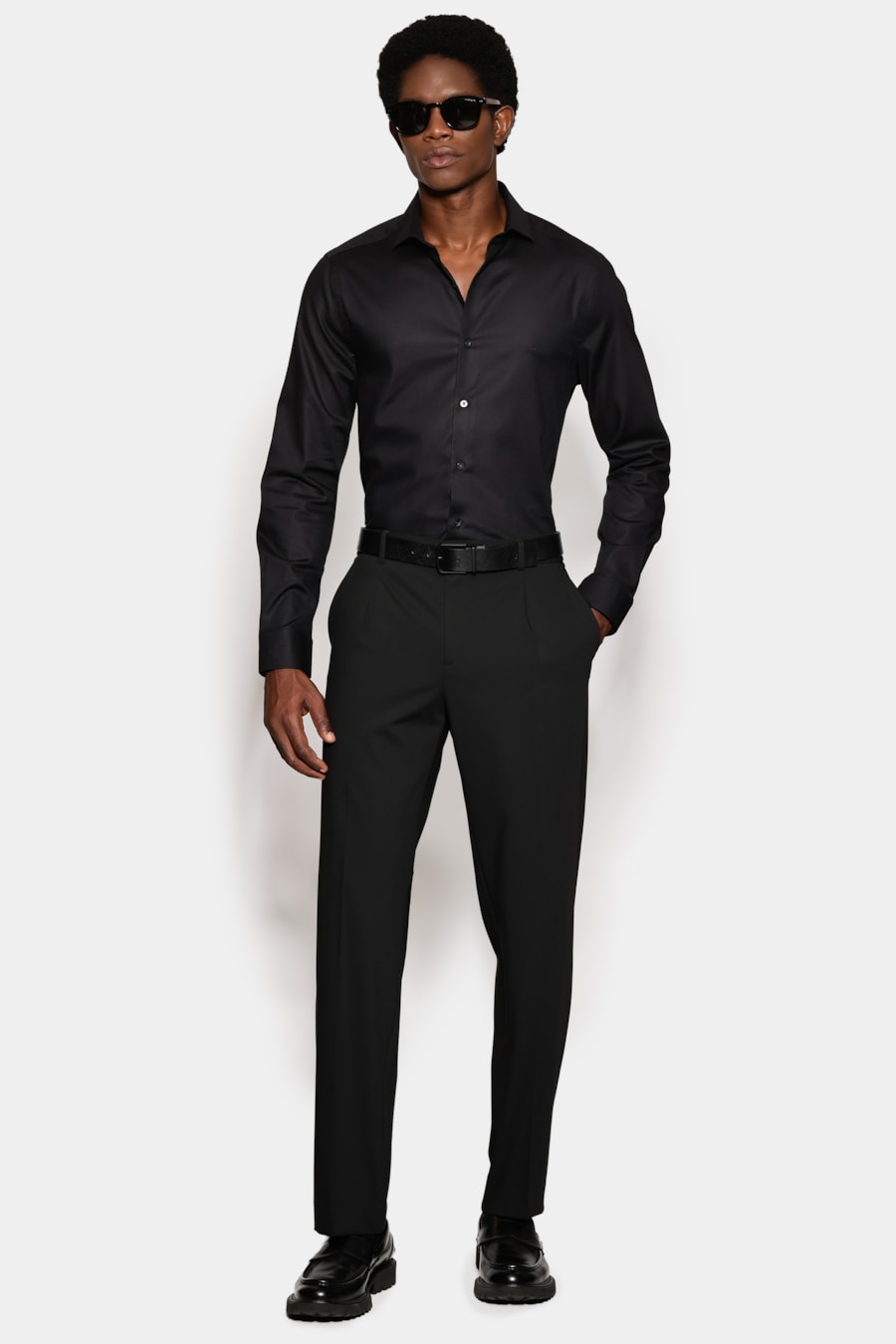 Camisa Manga Longa Slim Maquineta Stretch Preto — foto 2 de 6