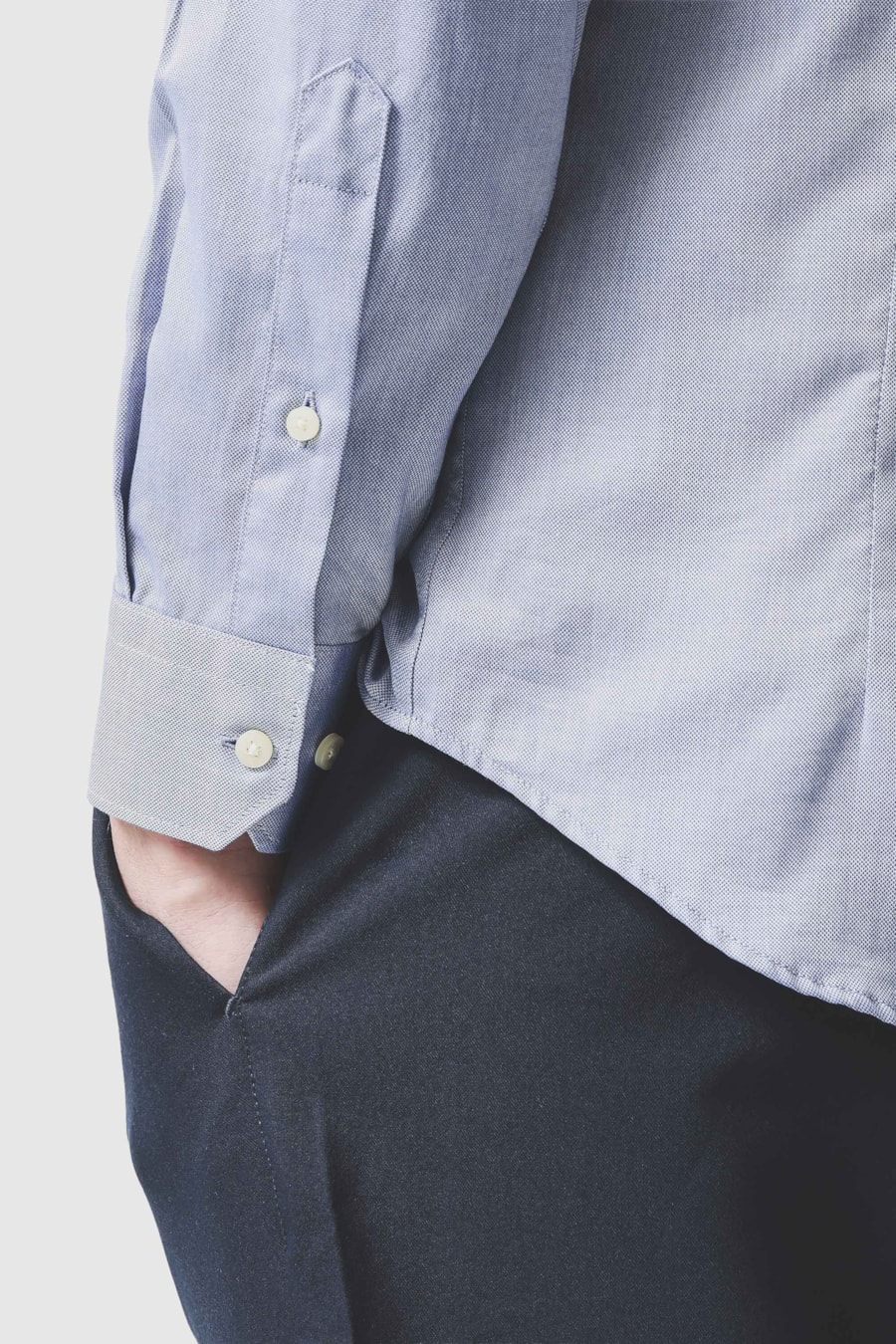 Camisa Manga Longa Slim Maquinetada Azul — foto 3 de 6