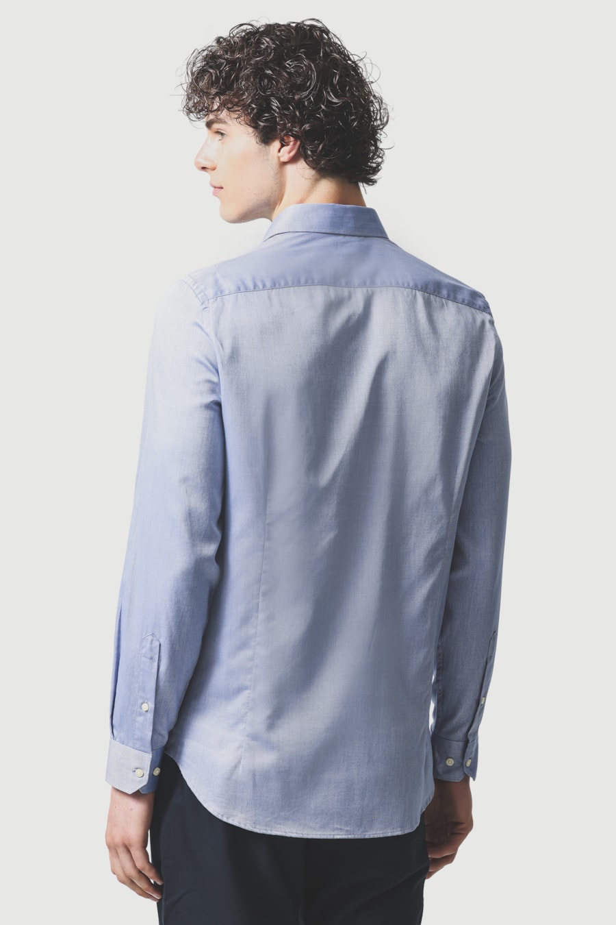 Camisa Manga Longa Slim Maquinetada Azul — foto 4 de 6