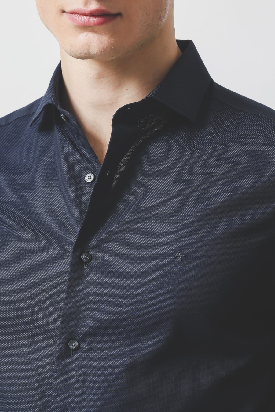 Camisa Manga Longa Slim Maquinetada Preto — foto 3 de 6