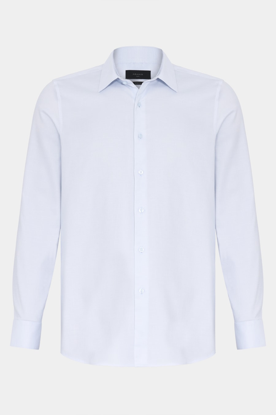 Camisa Manga Longa Slim Maquinetada Stretch Branco C/Azul Claro — foto 5 de 6