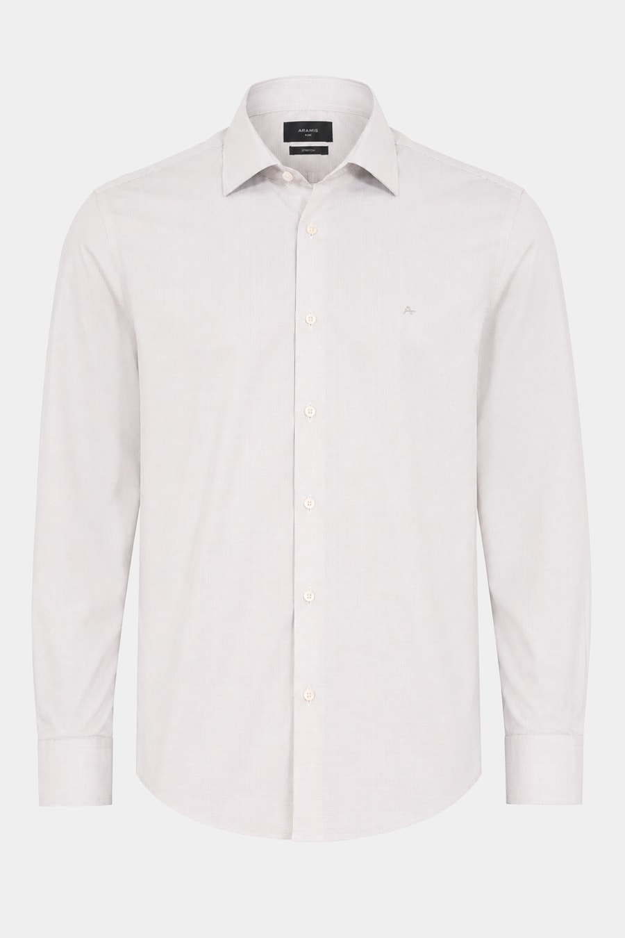 Camisa Manga Longa Slim Maquinetada Stretch Branco C/Caqui — foto 5 de 6