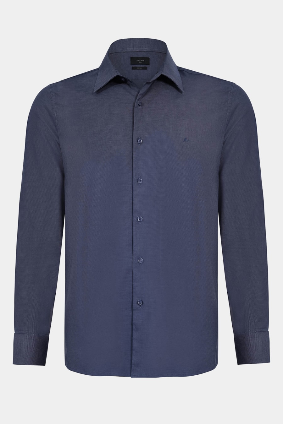 Camisa Manga Longa Slim Maquinetada Stretch Marinho C/ Azul Médio — foto 5 de 6