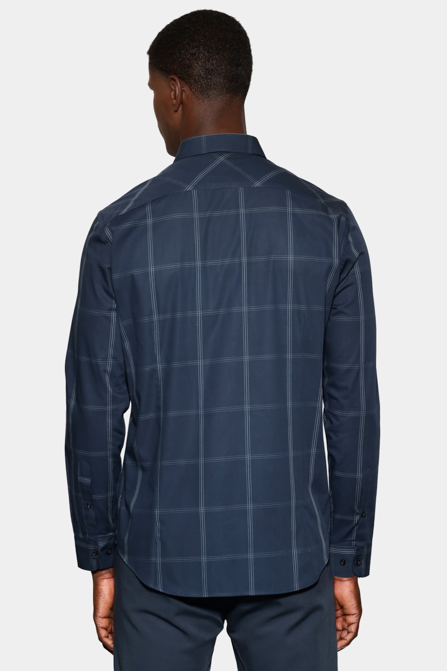 Camisa Manga Longa Slim Maxi Xadrez Marinho C/Cinza — foto 4 de 6