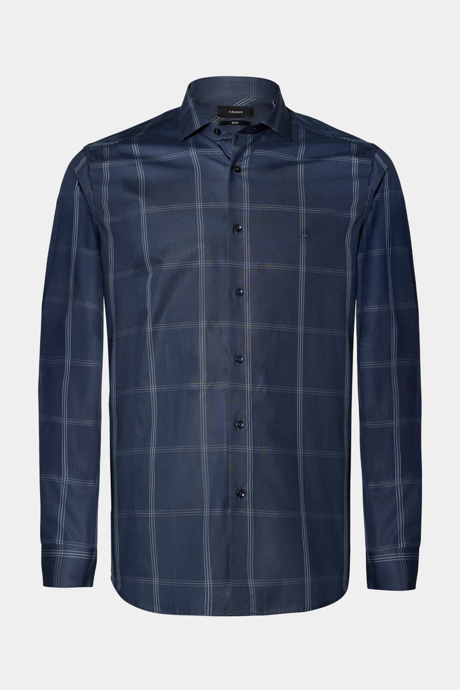 Camisa Manga Longa Slim Maxi Xadrez Marinho C/Cinza — foto 5 de 6