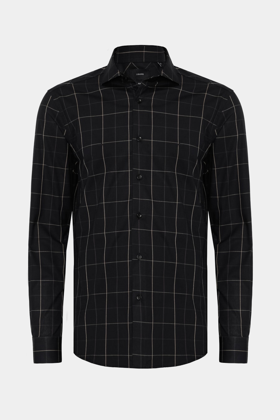 Camisa Manga Longa Slim Maxi Xadrez Preto C/ Caqui — foto 1 de 2