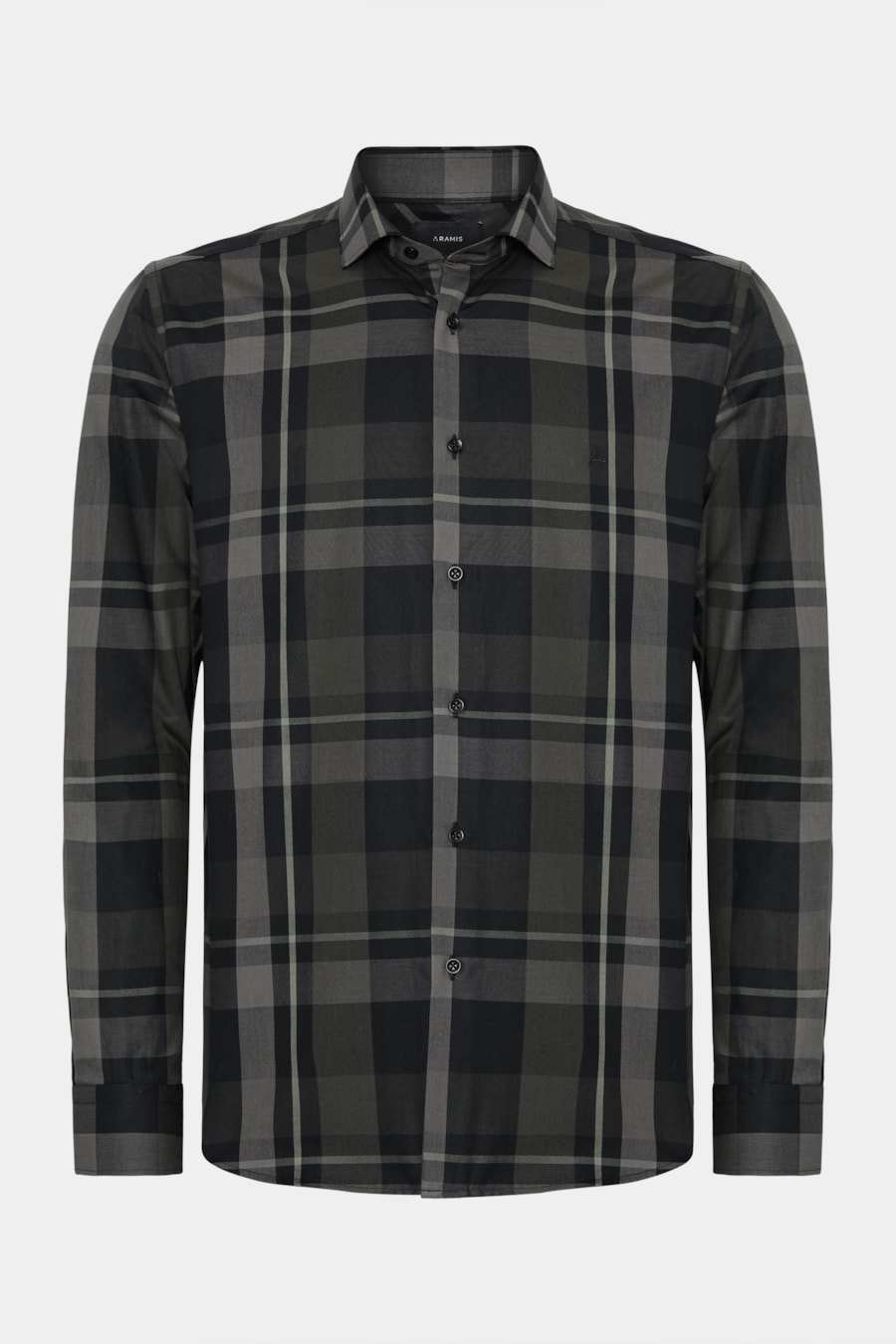Camisa Manga Longa Slim Maxi Xadrez Preto C/Verde — foto 6 de 7