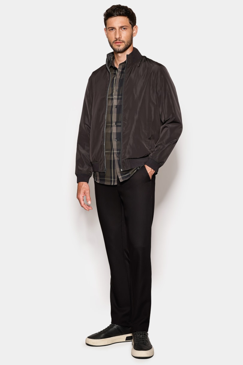 Camisa Manga Longa Slim Maxi Xadrez Preto C/Verde