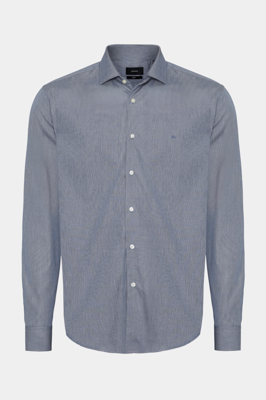 Camisa Manga Longa Slim Micro Xadrez Azul C/Branco — foto 1 de 2
